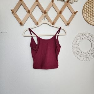 House Of Harlow 1960 Ribbed Cropped Tank In Burgundy NWOT Size S